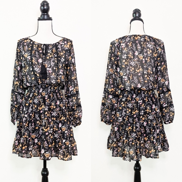 Oddi Dresses & Skirts - NWT Oddi Black Floral Longsleeve Playdress, Size Large